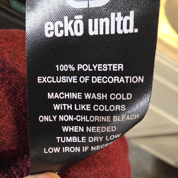 Ecko Unltd Men's XL Sweatpants Maroon Red Black Felt Logo Fleece Jogger - Picture 9 of 10